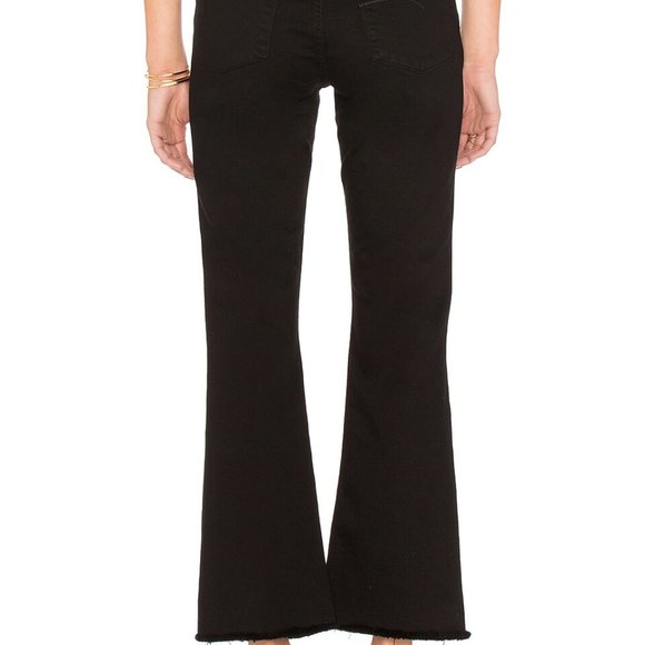 NOBODY Denim Belle High Rise Flare Crop Distressed Torn Jean, Black - Picture 3 of 15